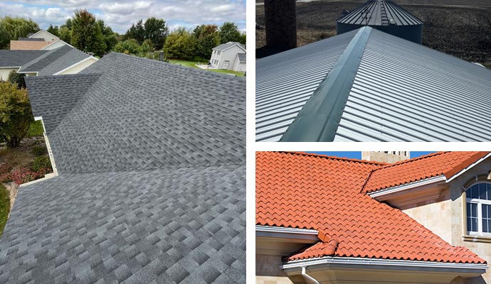 different roofing material