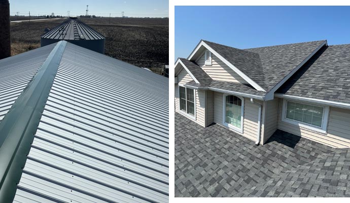 A collage of commercial and residential roofing