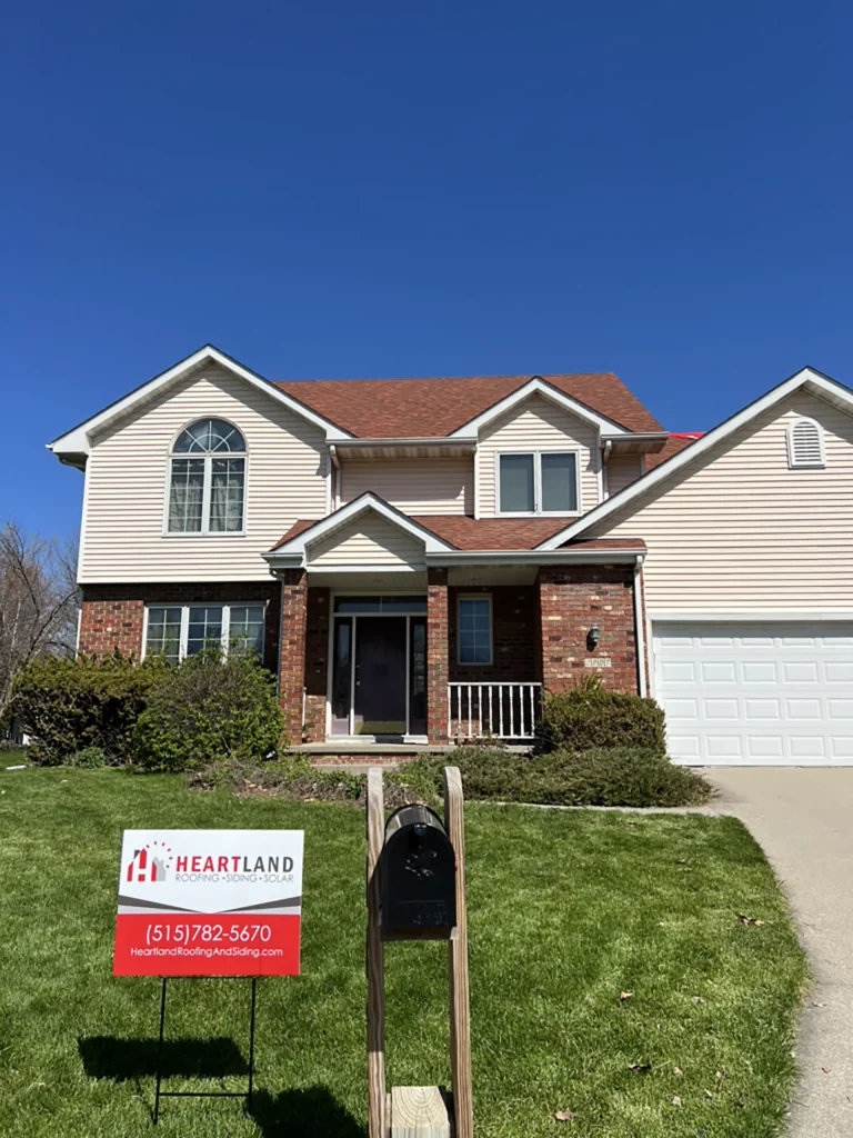 roof project-front view close-heartland roofing-des moines