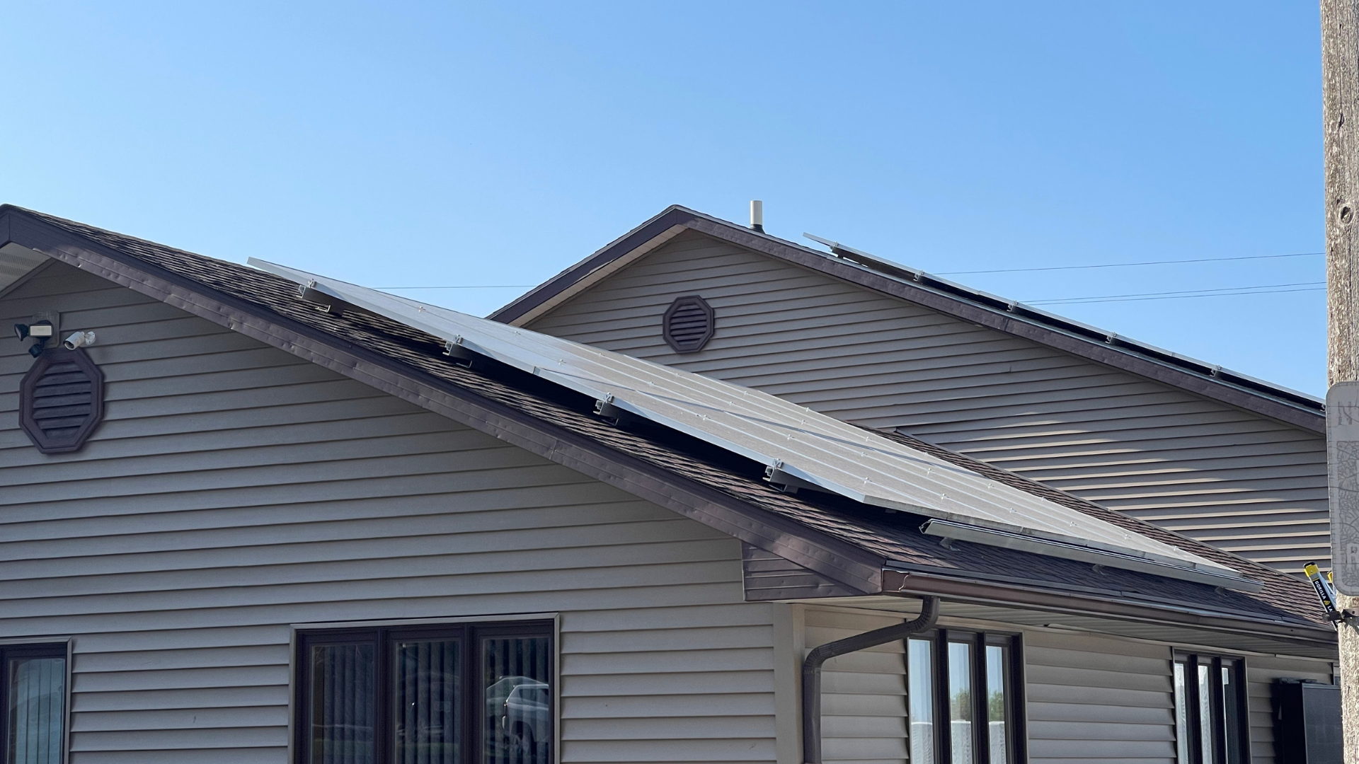 The Minerva Valley Telephone Company building before a full roof replacement in Zearing, Iowa.
