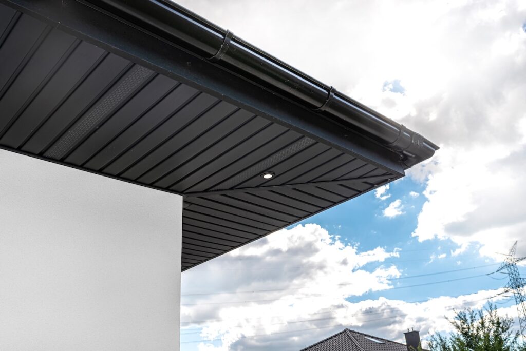 black roof eaves