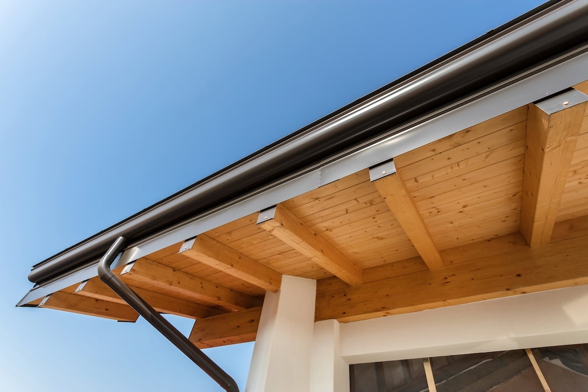 wood roof eaves