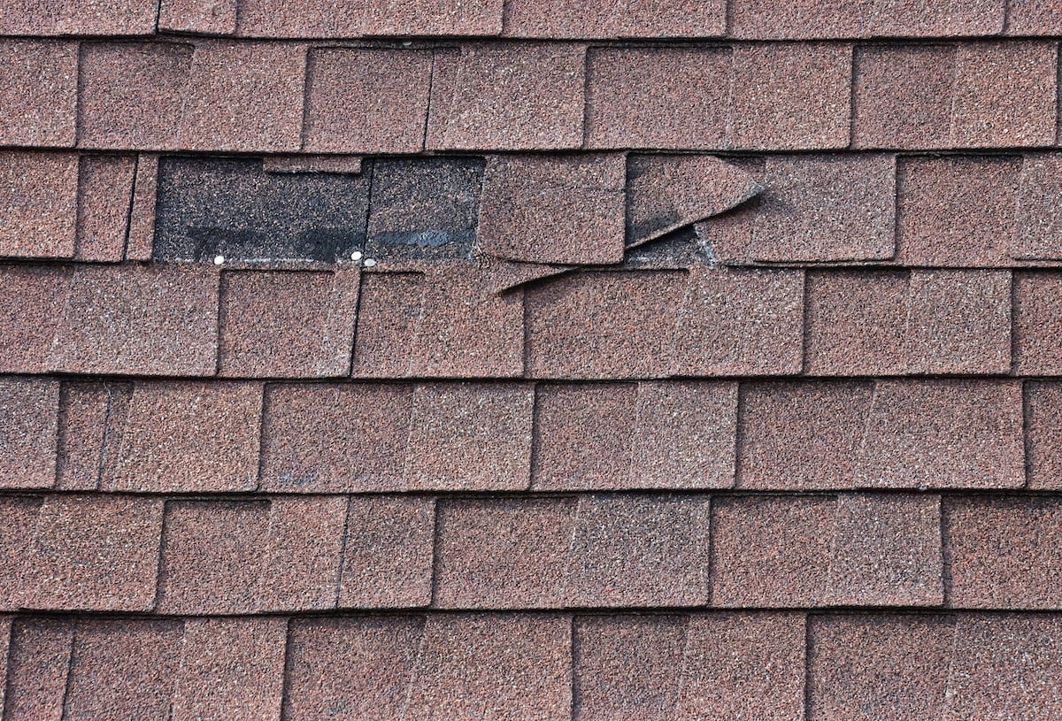 Two Shingles Missing from Roof